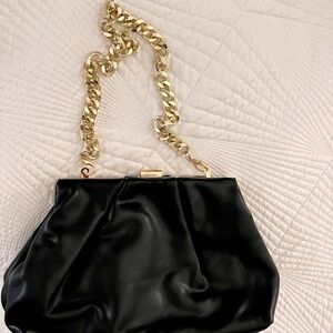 Madison West Black Bag with Gold Chain